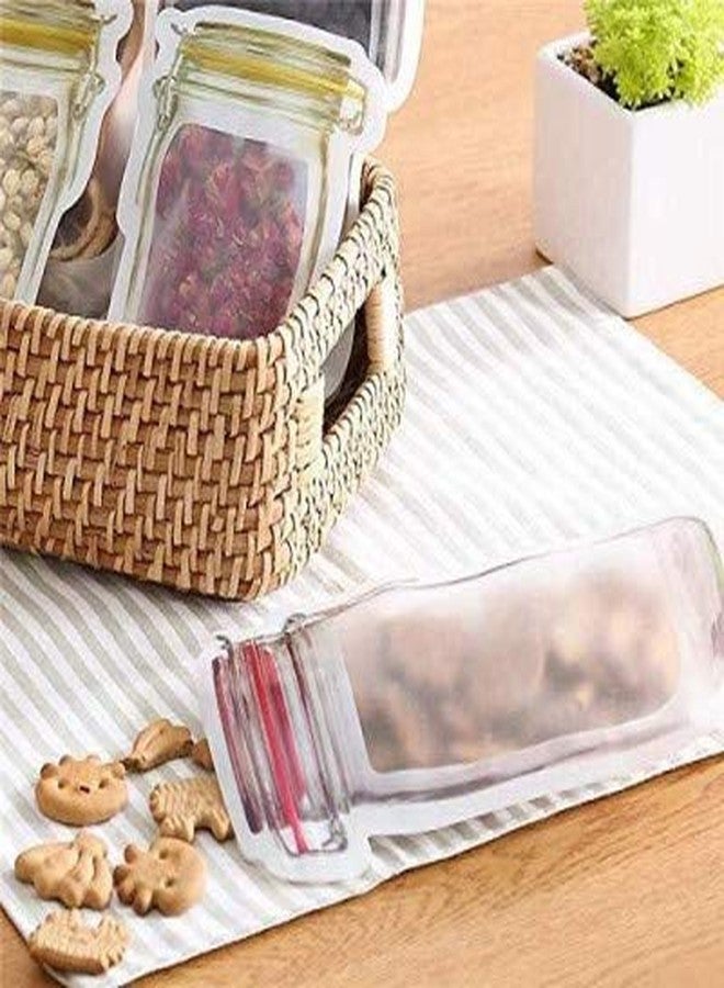D Classic Decor أكياس تخزين برطمانات ماسون من دي كلاسيك ديكور، أكياس برطمانات لتخزين الطعام، أكياس برطمانات للثلاجة، أكياس بسحاب قابلة لإعادة الاستخدام ومحكمة الإغلاق، أكياس حفظ الطعام مانعة للتسرب (مجموعة من 3 قطع) - Image 3