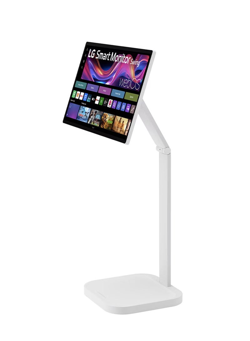 LG 31.5 inch 4K UHD IPS Smart Monitor Swing with touchscreen, featuring a unique movable stand and webOS system, Rolling stand with a hidden adapter, Build in Speakers USB-C, AirPlay 2 + Screen Share + Bluetooth, 32U889SA-W White - Image 3