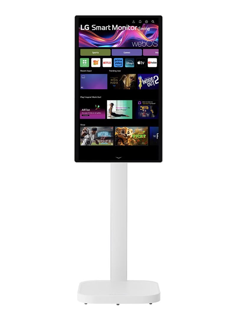 LG 31.5 inch 4K UHD IPS Smart Monitor Swing with touchscreen, featuring a unique movable stand and webOS system, Rolling stand with a hidden adapter, Build in Speakers USB-C, AirPlay 2 + Screen Share + Bluetooth, 32U889SA-W White - Image 1