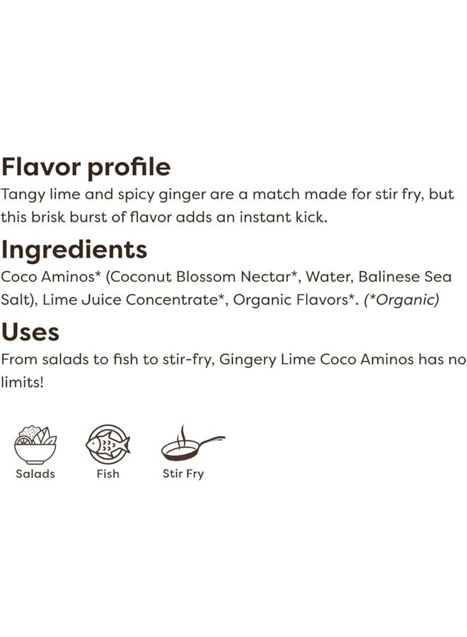 Big Tree Farms Organic Coco Aminos - Liquid Coconut Aminos, Soy-Free Sauce, Low Sodium, Soy Alternative, Gluten Free, Kosher, Marinade & Sauce, Non-GMO - Gingery Lime, 10 Fl Oz (Pack of 1) - Image 5