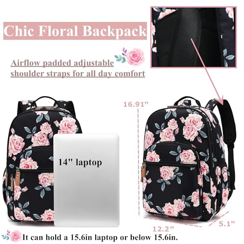 Leaper Travel Backpack for Women Laptop Backpack for Men Water-resistant School Backpack for Girls Kids Boys Back Pack Casual Daypack Satchel Geometric Black - Image 4