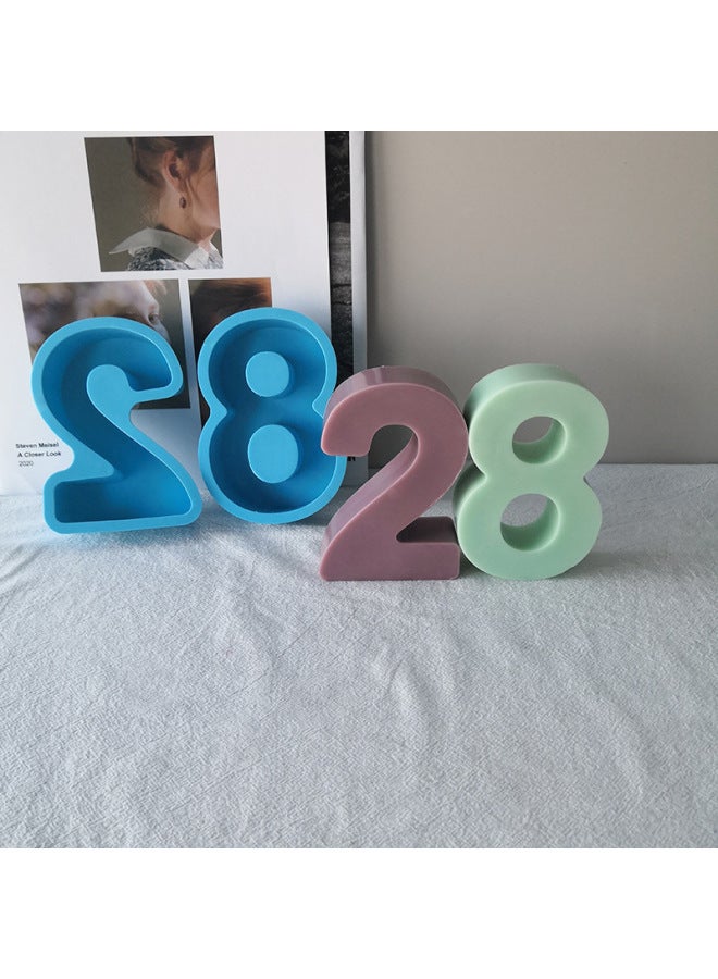 Exquisite Small Arabic Numbers Aromatherapy Candle Silicone Mold Food Grade High Temperature Baking Cake Mold-Specifications:Trumpet 1-Color:Blue - Image 5
