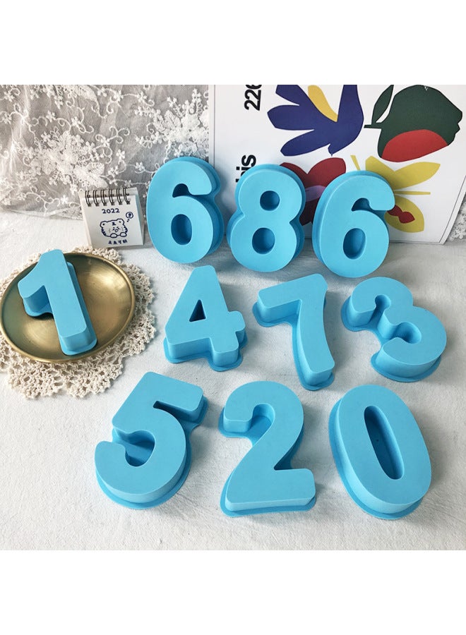 Exquisite Small Arabic Numbers Aromatherapy Candle Silicone Mold Food Grade High Temperature Baking Cake Mold-Specifications:Trumpet 1-Color:Blue - Image 3