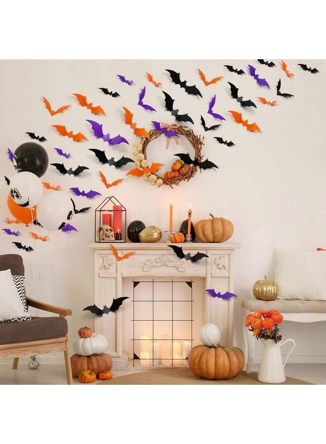 72 قطعة من ديكورات الخفافيش، ملصقات خفافيش، ديكورات جدارية ثلاثية الأبعاد مصنوعة من مادة البولي فينيل كلوريد، ديكورات جدارية داخلية وخارجية، ديكور منزلي للنافذة والباب - Image 3