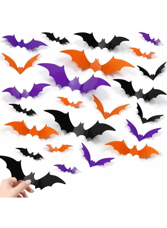 72 قطعة من ديكورات الخفافيش، ملصقات خفافيش، ديكورات جدارية ثلاثية الأبعاد مصنوعة من مادة البولي فينيل كلوريد، ديكورات جدارية داخلية وخارجية، ديكور منزلي للنافذة والباب - Image 1