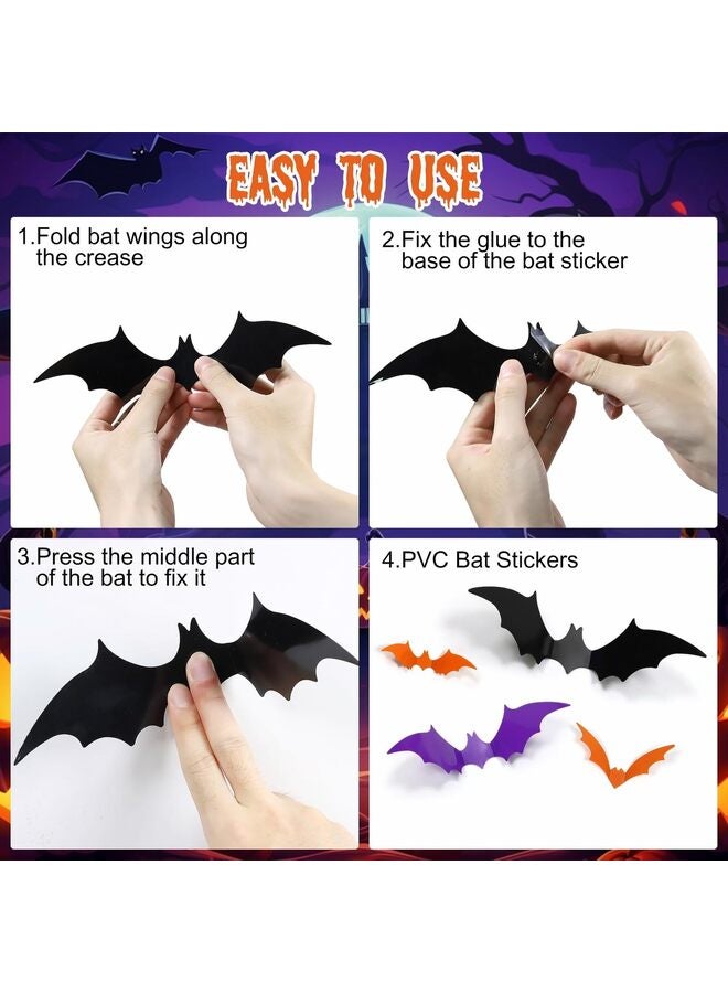 72 قطعة من ديكورات الخفافيش، ملصقات خفافيش، ديكورات جدارية ثلاثية الأبعاد مصنوعة من مادة البولي فينيل كلوريد، ديكورات جدارية داخلية وخارجية، ديكور منزلي للنافذة والباب - Image 2