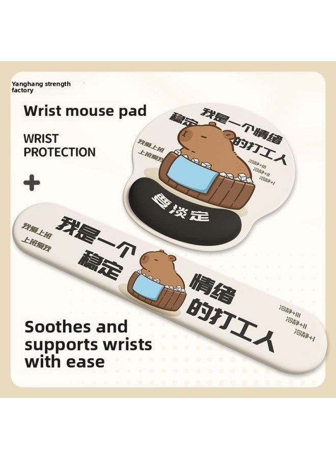 Emotional Stable Workers Kapibala Office Desktop Ornaments Two-piece Keyboard Hand-held Ins Mouse-Color:Large Size-Pattern:Emotional Stability-keyboard Tray  - Image 2