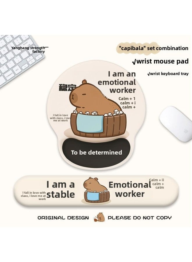 Emotional Stable Workers Kapibala Office Desktop Ornaments Two-piece Keyboard Hand-held Ins Mouse-Color:Large Size-Pattern:Emotional Stability-keyboard Tray  - Image 5