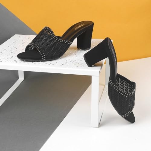 Metro Women Black Block Heel Fashion Slip-on Sandal UK/5 EU/38 (40-308) - Image 2