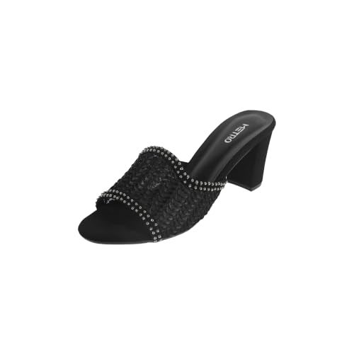Metro Women Black Block Heel Fashion Slip-on Sandal UK/5 EU/38 (40-308) - Image 1