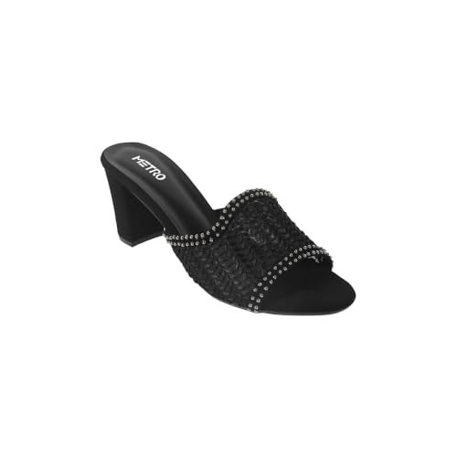 Metro Women Black Block Heel Fashion Slip-on Sandal UK/5 EU/38 (40-308) - Image 3