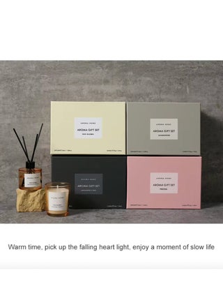 Aroma Home Scented Candle with 50 ML Diffuser Oil and 5 Reed Sticks Gift Box Set Perfect Design Perfect Gift for Home Decor Fashion (English Pear & Freesia) - view 2