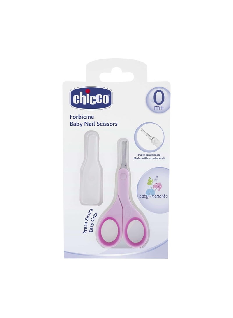 Chicco Baby Nail Scissor with Rounded Blade Ends for Safety, Easy Grip Handle, Grooming Accessory for Newborn Babies 0m+ (Pink) - Image 1