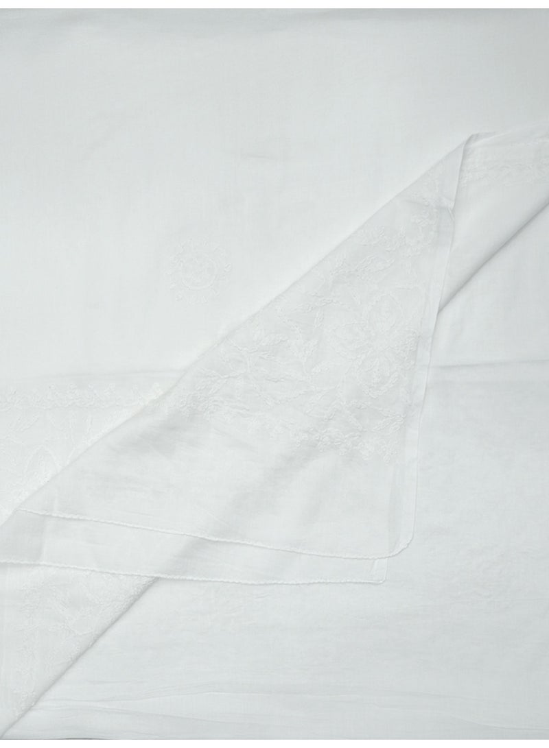 Alaya Chikankari Hand Embroidered Cotton Dupatta-AL4092 - Image 2