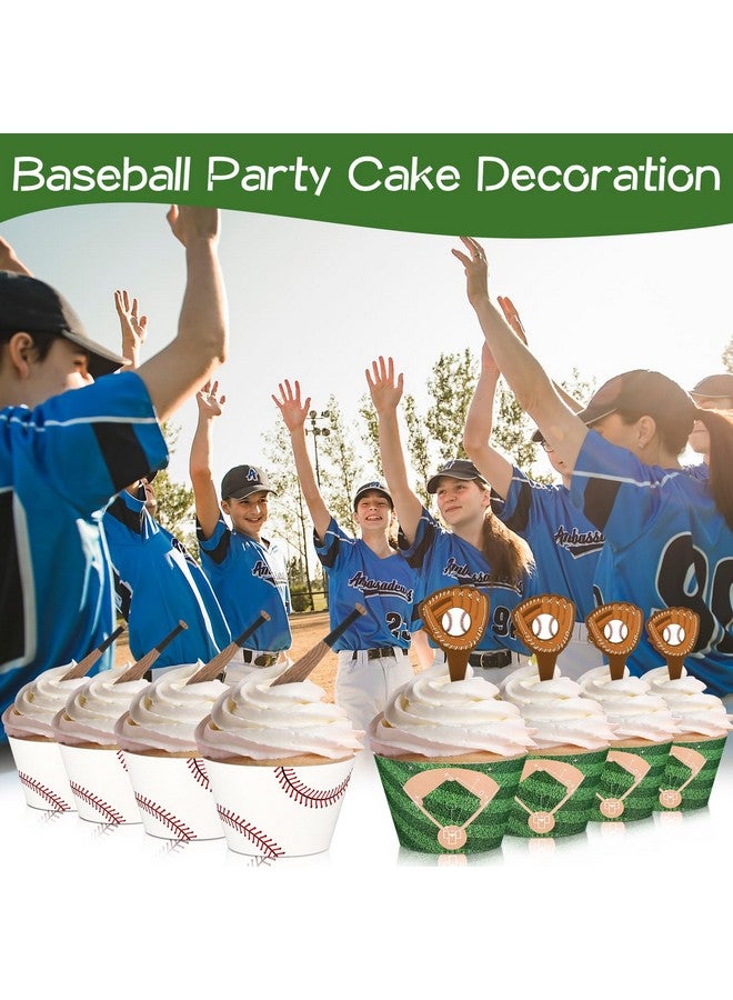 Geiserailie 100 Sets Baseball Cupcake Toppers and Wrappers Liners Baseball Party Decorations Sport Party Cake Supplies for Sport Themed Birthday Baby Shower Decorations Supplies - Image 5