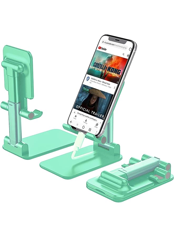 PROMASS Phone Stand, MIGZOE Foldable Phone Holder, Angle Height Adjustable Phone Stand for Desk, Compatible with All Mobile Phone and Most Tablets (Mint Green) - Image 1