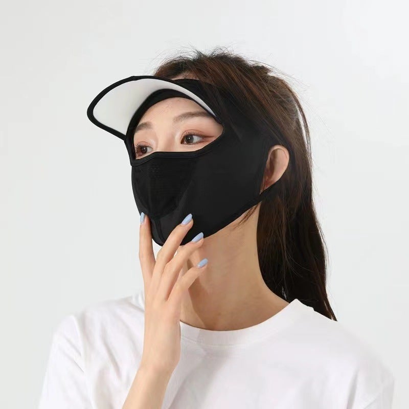 Sunscreen Mask Womens High-value Eye Corner Anti-ultraviolet Sunshade Full Face Mask Ice Silk Summer Thin Breathable mask black