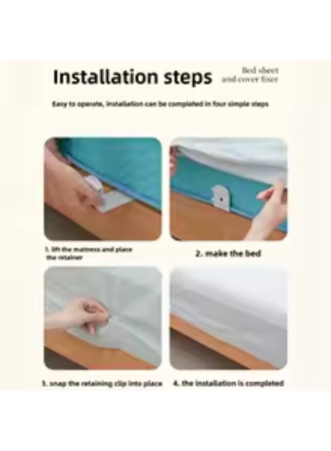 مشابك تثبيت ملاءات السرير بالزوايا – 4 قطع مثبتات قوية مانعة للانزلاق لجميع مقاسات الأسرة، سهلة التركيب، تحافظ على ثبات الملاءة بدون تجعد أو تحرك أثناء النوم - Image 3