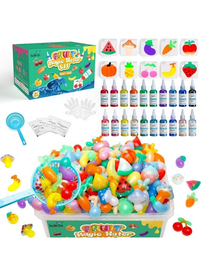 كيديتوس مجموعة ألعاب قزم الماء السحري، مجموعة جل مائي سحري مع ٢٠ جلًا سحريًا، ١٠ قوالب فواكه وخضراوات. هدايا عيد الميلاد، هدايا أعياد الميلاد، هدايا حفلات، فنون وحرف يدوية، مجموعات STEM للأطفال (٢٠ لونًا) - Image 1