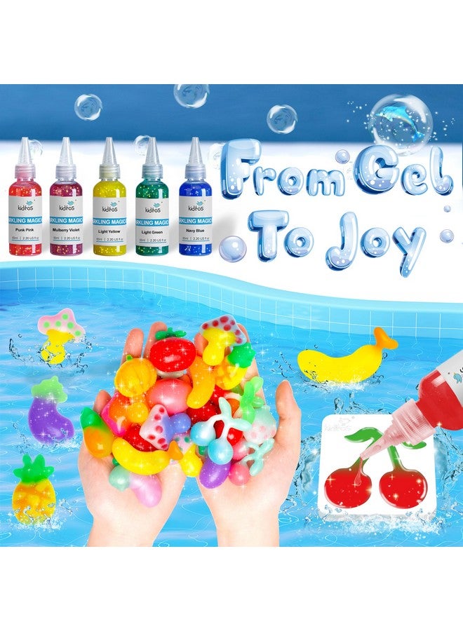 كيديتوس مجموعة ألعاب قزم الماء السحري، مجموعة جل مائي سحري مع ٢٠ جلًا سحريًا، ١٠ قوالب فواكه وخضراوات. هدايا عيد الميلاد، هدايا أعياد الميلاد، هدايا حفلات، فنون وحرف يدوية، مجموعات STEM للأطفال (٢٠ لونًا) - Image 2