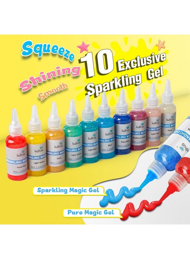 كيديتوس مجموعة ألعاب قزم الماء السحري، مجموعة جل مائي سحري مع ٢٠ جلًا سحريًا، ١٠ قوالب فواكه وخضراوات. هدايا عيد الميلاد، هدايا أعياد الميلاد، هدايا حفلات، فنون وحرف يدوية، مجموعات STEM للأطفال (٢٠ لونًا) - Image 3