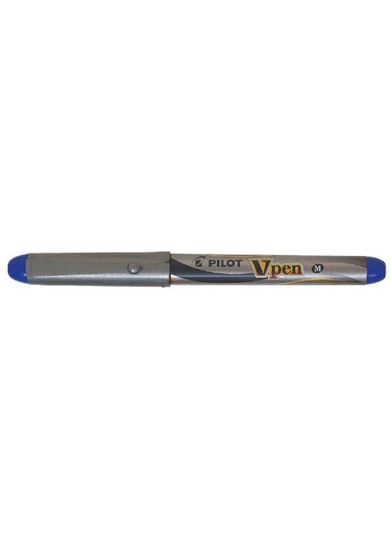 PILOT Pilot V Silver Barrel Fountain Pen Medium Tip Blue  - Image 2
