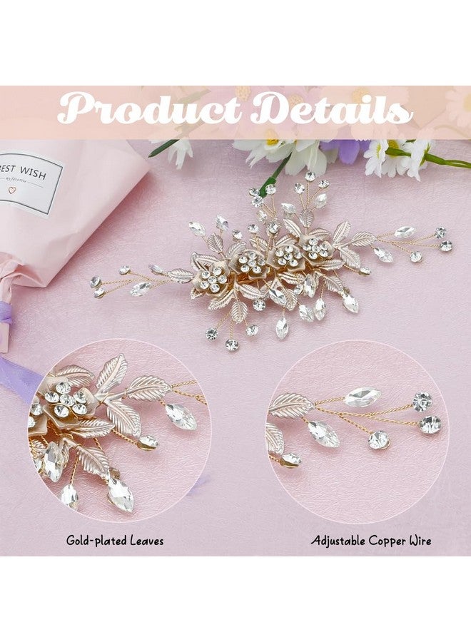PALAY Flower Hair Clips for Women Bridal Hair Accessories for Women Wedding Rhinestones Handmade Metal Floral Hair Clip Headpiece for Bridal Bridesmaid Wedding Evening Party - Image 3