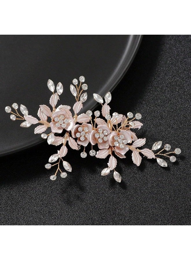 PALAY Flower Hair Clips for Women Bridal Hair Accessories for Women Wedding Rhinestones Handmade Metal Floral Hair Clip Headpiece for Bridal Bridesmaid Wedding Evening Party - Image 4