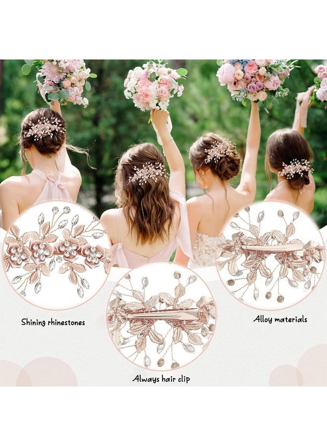 PALAY Flower Hair Clips for Women Bridal Hair Accessories for Women Wedding Rhinestones Handmade Metal Floral Hair Clip Headpiece for Bridal Bridesmaid Wedding Evening Party - Image 5