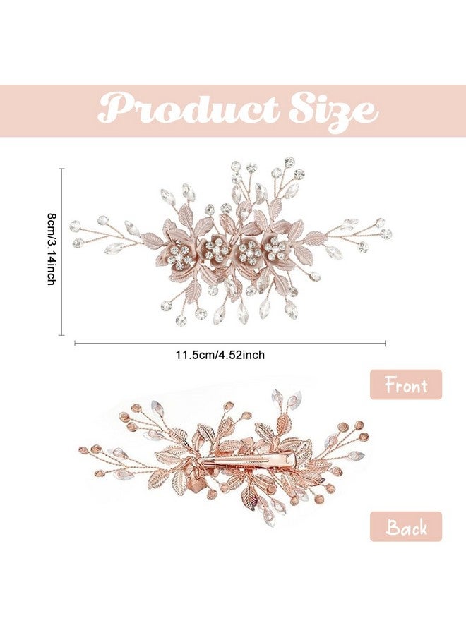PALAY Flower Hair Clips for Women Bridal Hair Accessories for Women Wedding Rhinestones Handmade Metal Floral Hair Clip Headpiece for Bridal Bridesmaid Wedding Evening Party - Image 2