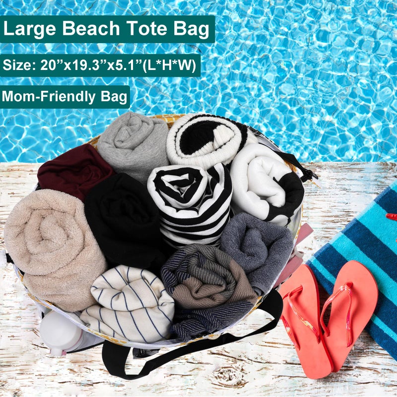 JIANYA Beach Bag Women Waterproof Sandproof Beach Tote Bags with Cooler Top Zipper Large Totes for Beach Pool Travel Daily, Shallow coffee - Image 3