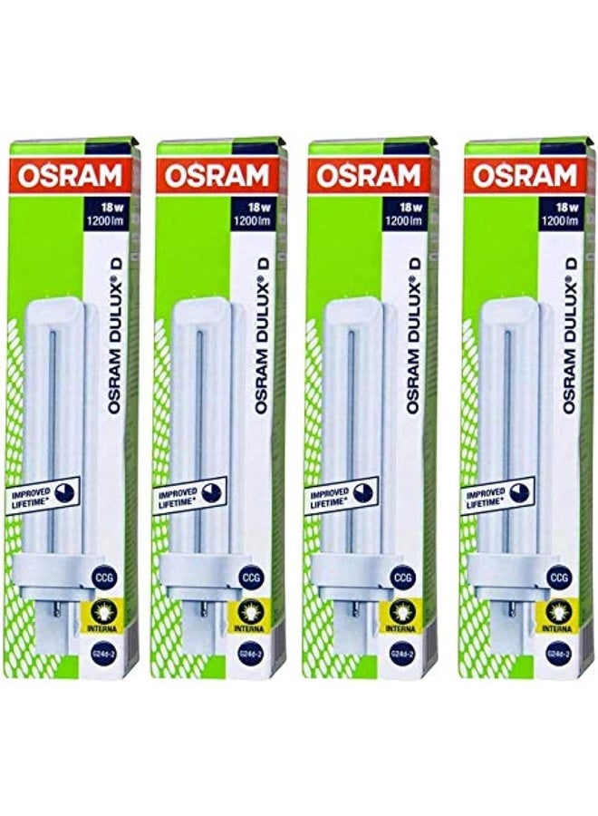 Osram Long Lasting Home Decorative And Durable Fluorescent Lamp Energy Saver 2 Pin CFL Bulb 18 W (Pack Of 4) Warm White - Image 1
