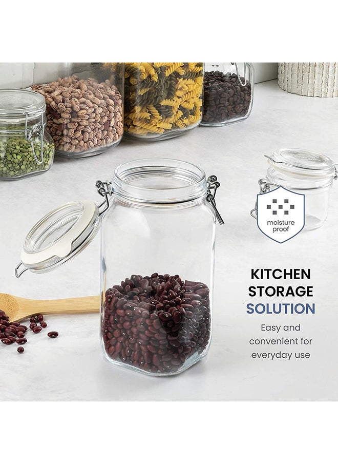 Mash - Clip Jar Big 78oz Glass Food Storage Jars with Airtight Clamp Lids, Air Tight 2300ml Clear Preserving Seal Wide Mouth Containers with Wire Clips Fastening Large Kitchen Canisters - Image 1