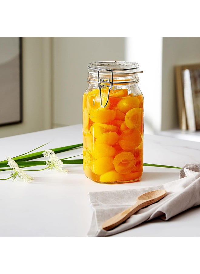 Mash - Clip Jar Big 78oz Glass Food Storage Jars with Airtight Clamp Lids, Air Tight 2300ml Clear Preserving Seal Wide Mouth Containers with Wire Clips Fastening Large Kitchen Canisters - Image 1