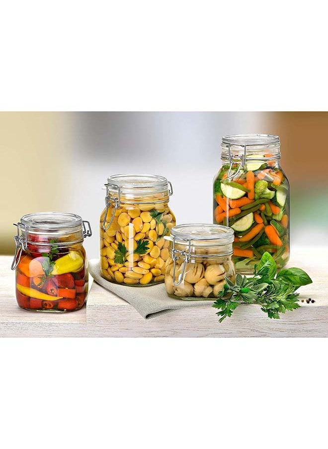 Mash - Clip Jar Big 78oz Glass Food Storage Jars with Airtight Clamp Lids, Air Tight 2300ml Clear Preserving Seal Wide Mouth Containers with Wire Clips Fastening Large Kitchen Canisters - Image 1