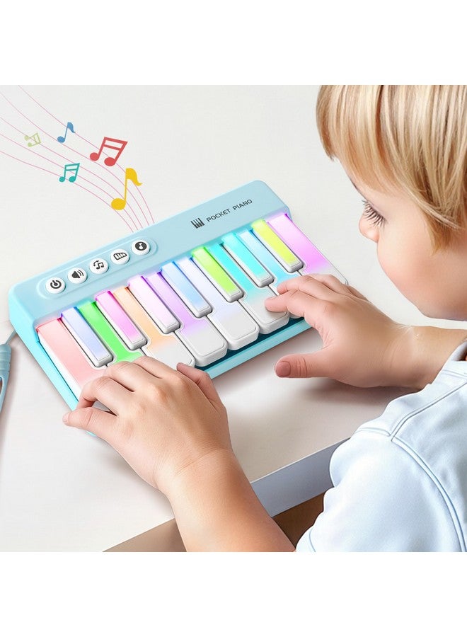 iPlay, iLearn Kids Mini Piano Toy W/Rainbow Lights, Portable Travel Piano Keyboard Toddlers Musical Instrument Learning Toys, Music Interactive Birthday Gift for 2 3 4 5 6 Year Old Boys Children - Image 1