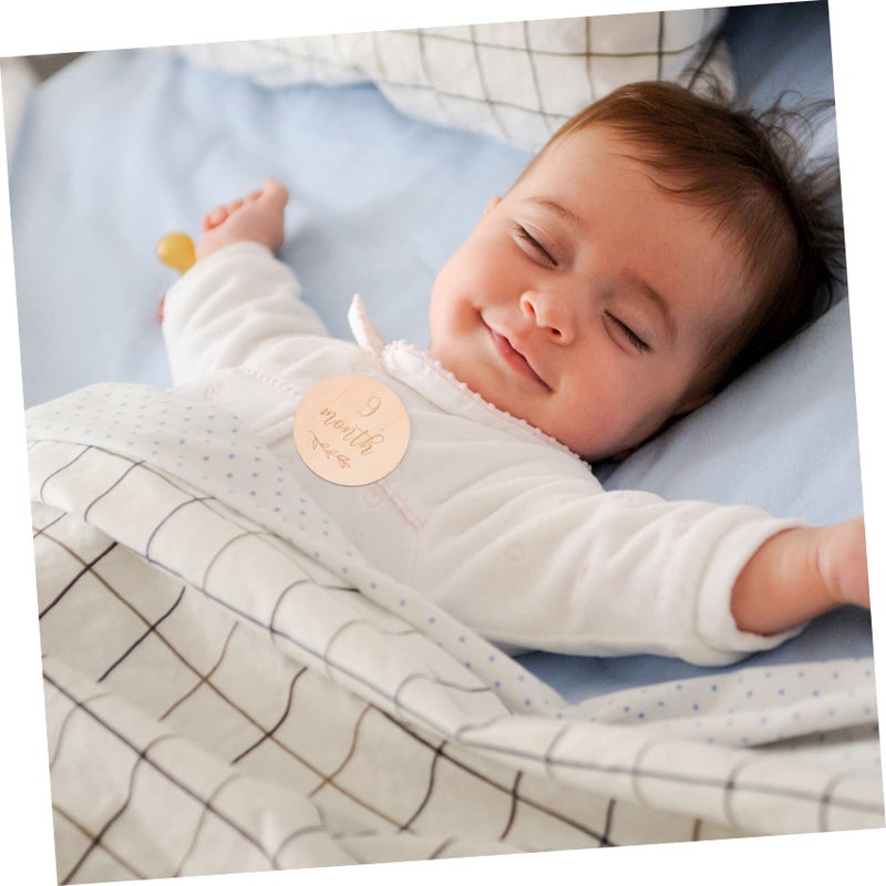 بطاقات معالم الطفل الخشبية 13 قطعة علامات التصوير الشهرية للنمو - Image 3