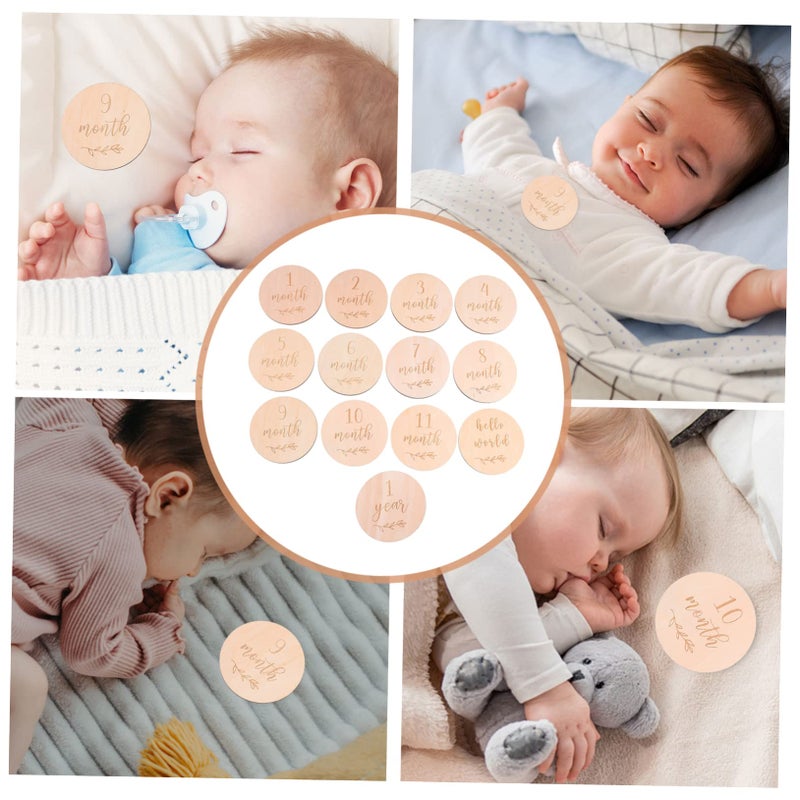 بطاقات معالم الطفل الخشبية 13 قطعة علامات التصوير الشهرية للنمو - Image 5