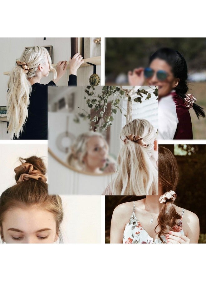 Simnice 60 Colors Silk Large Satin Hair Scrunchies Elastic Hair Bobbles Ponytail Holder Hair Scrunchy Vintage Hair Ties Accessories For Women Girls - Image 4