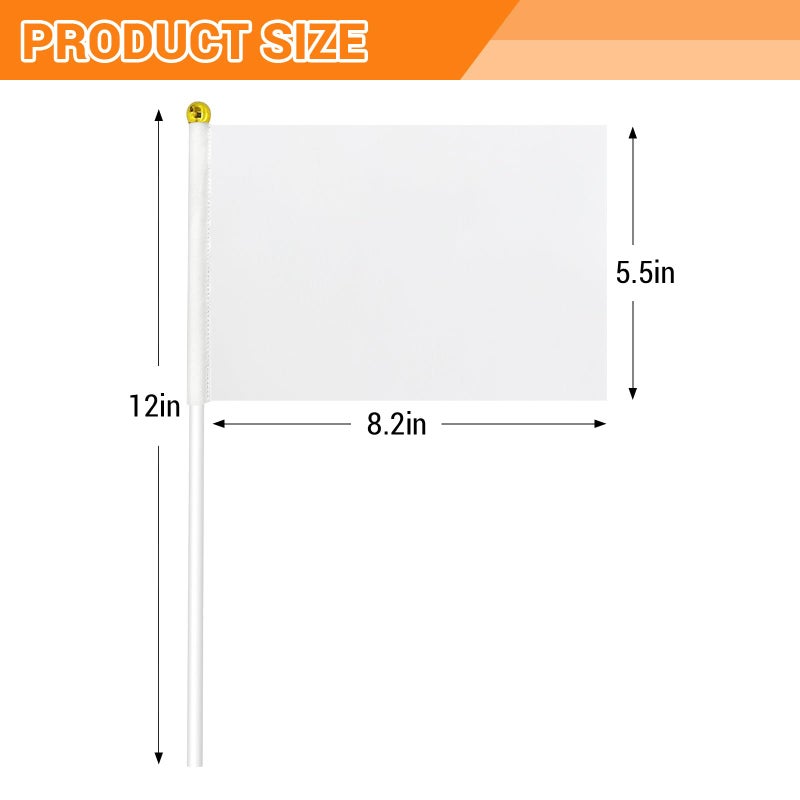 mflagperft White Flag, White Blank Flags to Decorate Mini Small Flags on Sticks for Crafts, DIY Projects, Parties Decor, and Custom Flag Making - Image 2