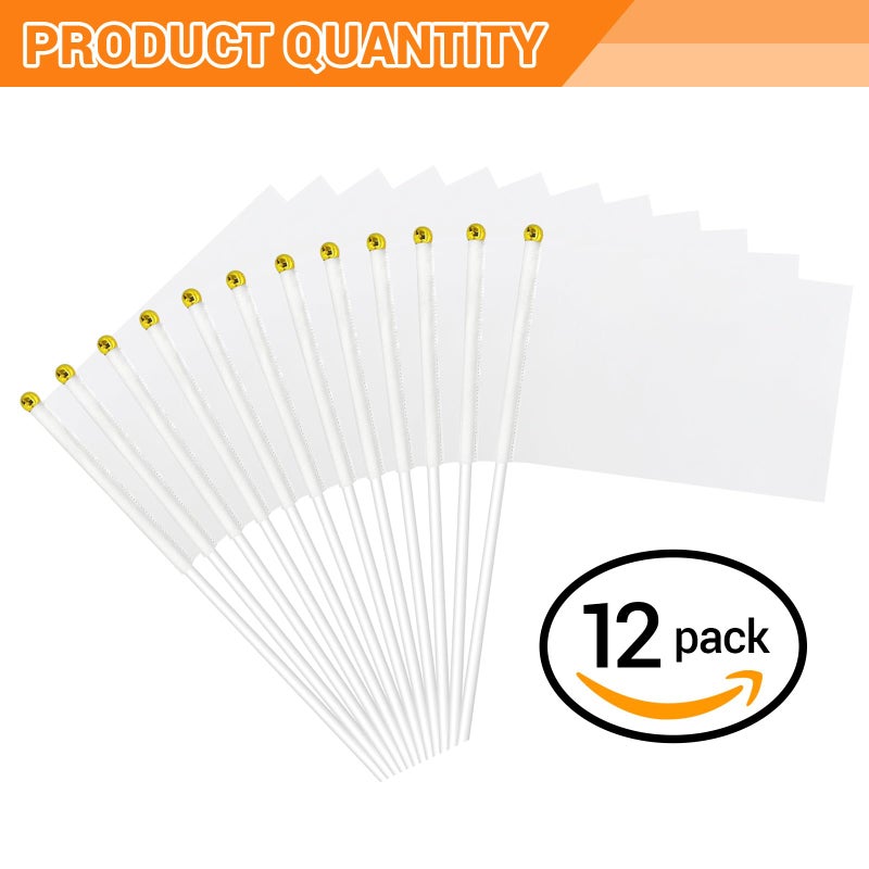 mflagperft White Flag, White Blank Flags to Decorate Mini Small Flags on Sticks for Crafts, DIY Projects, Parties Decor, and Custom Flag Making - Image 4