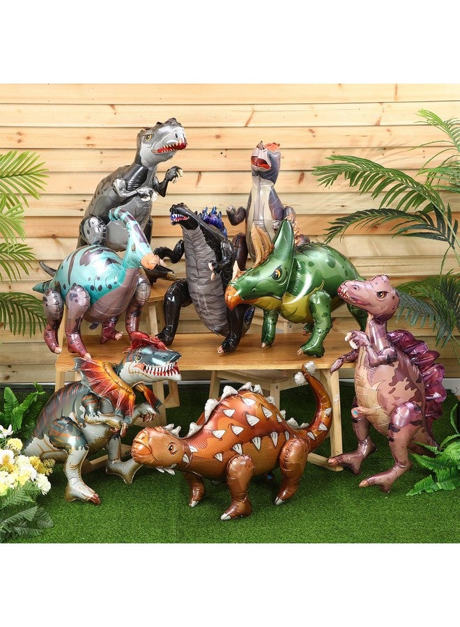 Vinsot 8 Pack 39" Giant Inflatable Dinosaur Toy for Birthday Party Decorations 3D Dinosaur Balloons Self Standing Dino Aluminum Foil Balloons for Garden Jungle Party Gift Photo Prop Supplies(Classic) - Image 1