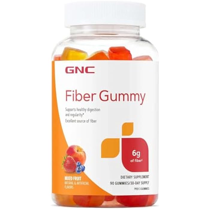 GNC Fiber 6g Gummy | Supports Healthy Digestion & Regularity | Mixed Fruit | 90 Count - Image 1