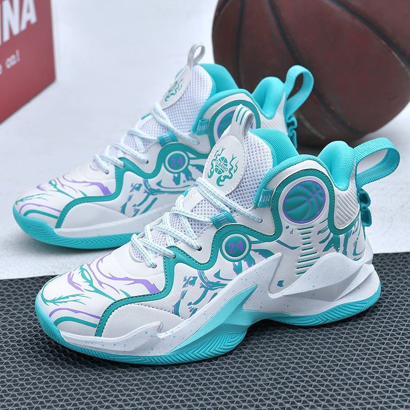 Plus Size High-Top Basketball Shoes Leather Surface Children Teenagers Students Leisure Sneaker Cement Ground Combat Sneakers - Image 3