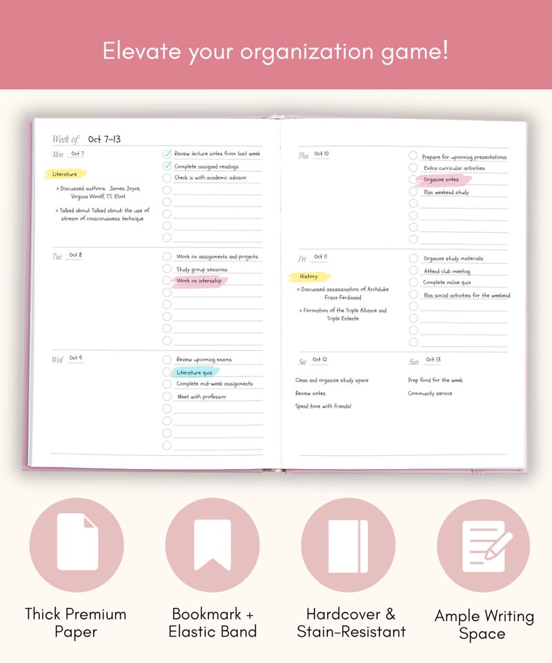 Lamare Academic Planner 2026 College Essentials â€“ Undated Weekly College Student Planner for Homeschool, High School, College & Nursing Students - Image 3
