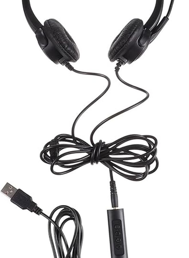 USB Headphones with Rotating Microphone for School Podcast Gaming Comfortable No Driver Needed - Image 1