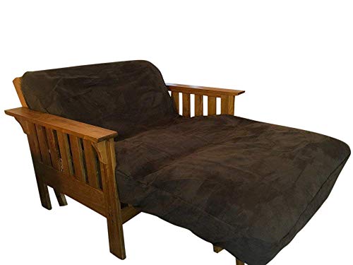 OctoRose OctoRose Twin Size 39x75x8 inch 3 Side Zipper Classic Soft Micro Suede Futon Cover Sofa Daybed Mattress Slipcover Chocolate Brown Twin Size  - Image 1