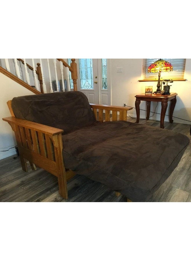 OctoRose OctoRose Twin Size 39x75x8 inch 3 Side Zipper Classic Soft Micro Suede Futon Cover Sofa Daybed Mattress Slipcover Chocolate Brown Twin Size  - Image 3