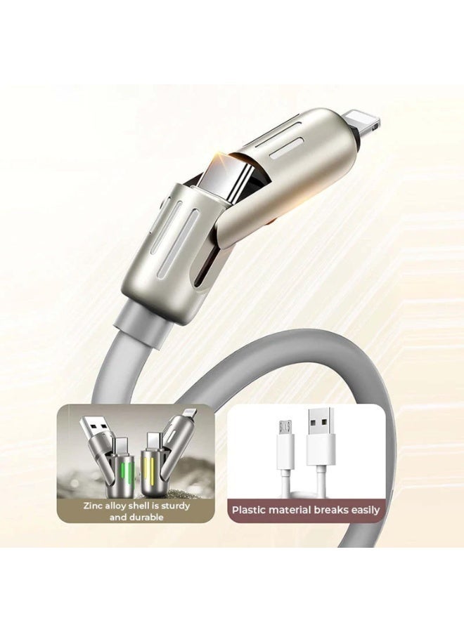 MORAYA | AXIS-01 | 240W 4-in-1 Fast Charging & Data Transfer Cable, Pure Copper Core, 1.5m LED Silicone Multi Cord (USB-A/USB-C to Type-C/Lightning) Compatible with all IOS and Andriod Devices - Image 3
