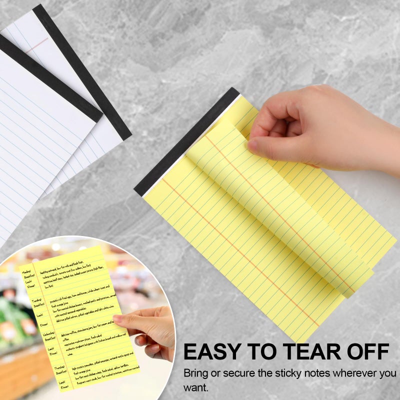 Utron 6 PCS Small Legal Pads 5x8 Yellow and White, Narrow Ruled Small Note Pads, Micro Perforated Writing Pad, College Ruled Legal Notepads 5x8 for Study, Office, To-Do Lists(30 Sheets/Small Notepad) - Image 4